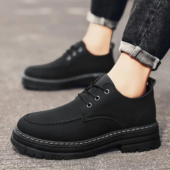 Herren Schnürschuhe – Klassisch, Einfarbig, Modisch, Hochwertiges PU-Leder, Bequeme Freizeitschuhe - Image 6